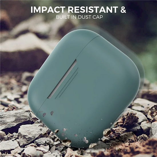 ყურსასმენის ქეისი Mobile Accessory Other/ AHASTYLE PT176 For Apple AirPods 3 Silicone Protective Case Bluetooth Earphone Anti-drop Cover with Anti-dust Charging Port Plug - Green