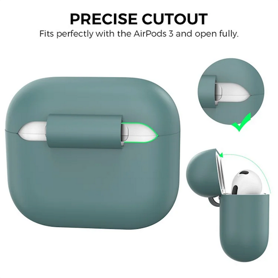 ყურსასმენის ქეისი Mobile Accessory Other/ AHASTYLE PT176 For Apple AirPods 3 Silicone Protective Case Bluetooth Earphone Anti-drop Cover with Anti-dust Charging Port Plug - Green