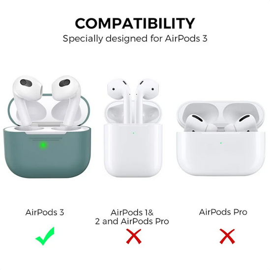 ყურსასმენის ქეისი Mobile Accessory Other/ AHASTYLE PT176 For Apple AirPods 3 Silicone Protective Case Bluetooth Earphone Anti-drop Cover with Anti-dust Charging Port Plug - Green