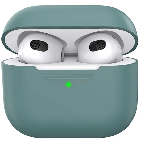 ყურსასმენის ქეისი Mobile Accessory Other/ AHASTYLE PT176 For Apple AirPods 3 Silicone Protective Case Bluetooth Earphone Anti-drop Cover with Anti-dust Charging Port Plug - Green