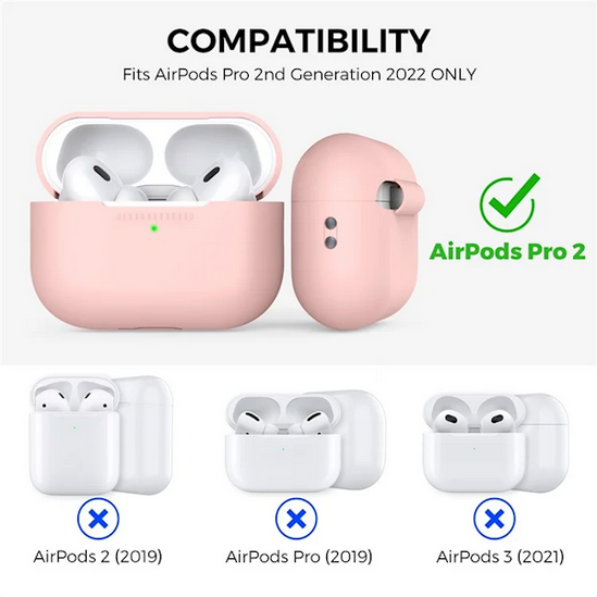 ყურსასმენის ქეისი Mobile Accessory Other/ AHASTYLE PT187-G Shockproof Silicone Case for Apple AirPods Pro 2 Earphone Charging Bin Drop Protection Cover with Carrying Loop Strap - Pink
