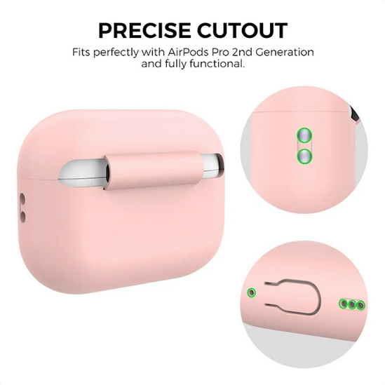 ყურსასმენის ქეისი Mobile Accessory Other/ AHASTYLE PT187-G Shockproof Silicone Case for Apple AirPods Pro 2 Earphone Charging Bin Drop Protection Cover with Carrying Loop Strap - Pink