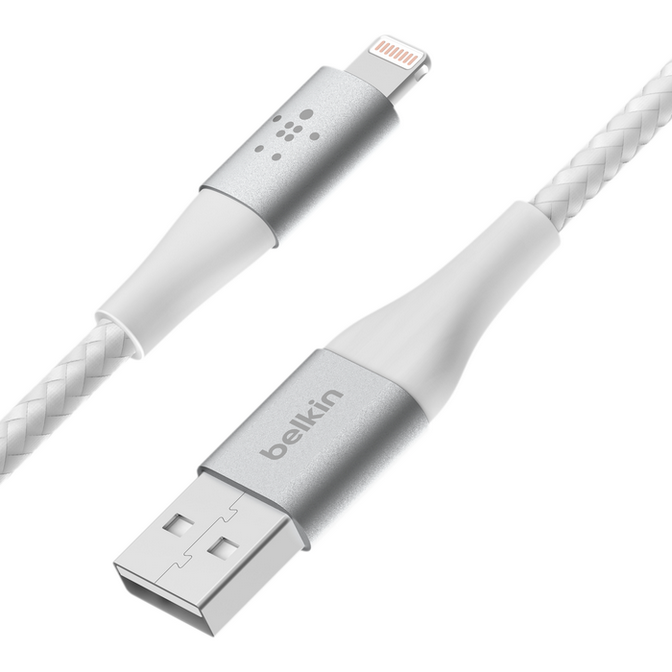 კაბელი Belkin сable USB-A > Lightning charge/data, 2m, BRAIDED, white (CAA002BT2MWH)