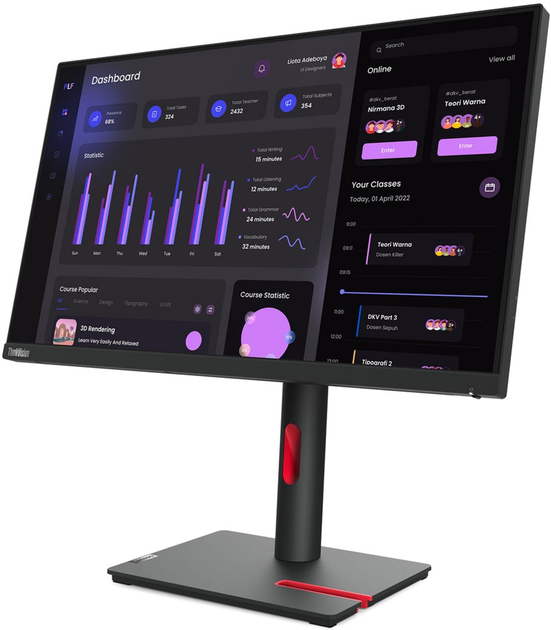 მონიტორი Lenovo ThinkVision T24i-30 23.8 IPS 1920x1080 250 cd/m² 4ms 60Hz (63CFMATXEU)