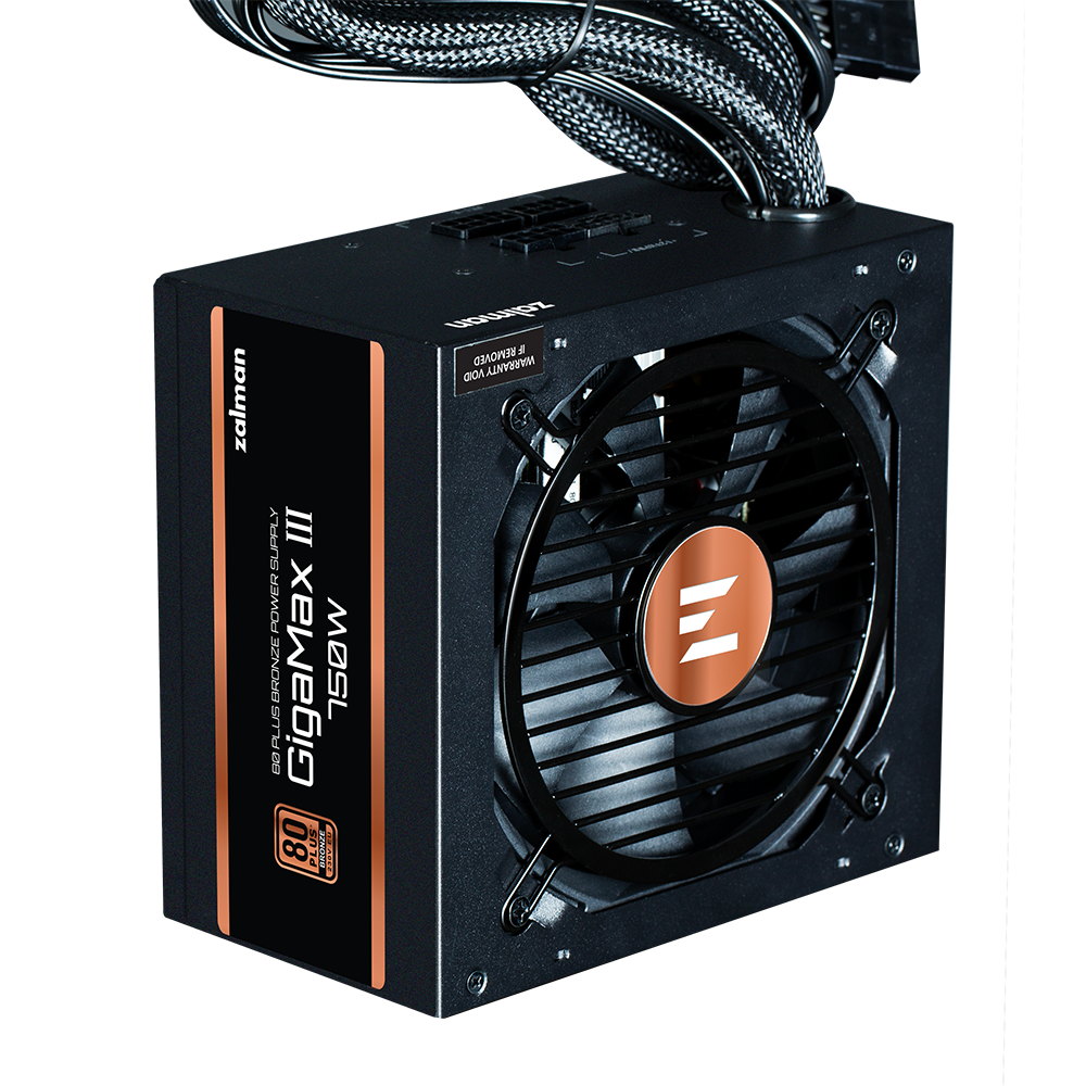 კვების ბლოკი Zalman PSU Gigamax 3  (750W), 88%, 80+ Bronze, 120mm, 1xMB 24pin(20+4), 2xCPU (8pin(4+4)+8pin), 3xMolex, 6xSATA, 4xPCIe 8pin(6+2), 1x12VHPWR (ZM750-GV3)
