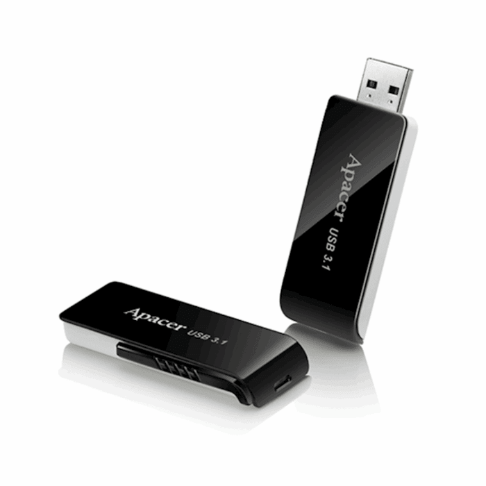USB ფლეშ მეხსიერება: Apacer Flash Drive AH350 128GB USB3.1 Black - AP128GAH350B-1