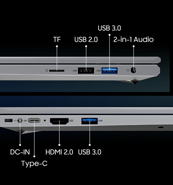 ნოუთბუქი Blackview AceBook 8 | 15.6", IPS 1980x1080, 300Nits, 60Hz | 12th Gen Intel® Core™ N97 3.60GHz 4Cores | 16GB DDR4 | 512 GB SSD | 38Wh, 1.6KG, Gunmetal Grey , Windows 11 Home. 2YrW