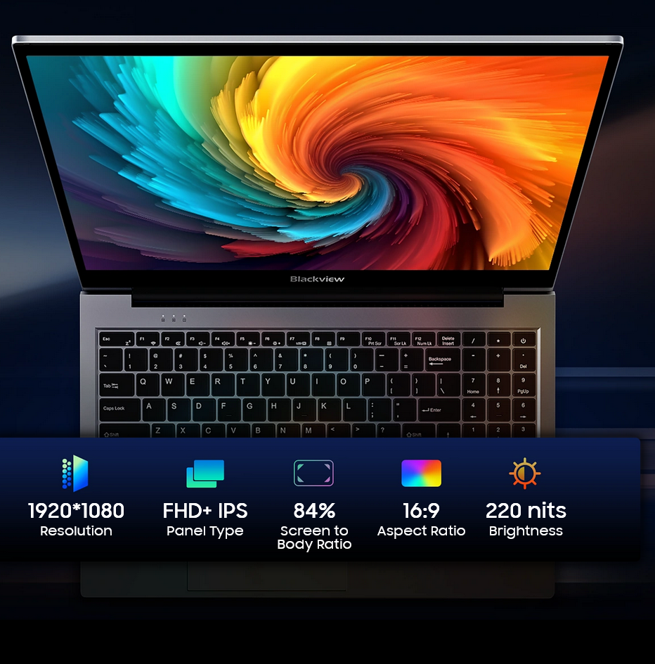 ნოუთბუქი Blackview AceBook 8 | 15.6", IPS 1980x1080, 300Nits, 60Hz | 12th Gen Intel® Core™ N97 3.60GHz 4Cores | 16GB DDR4 | 512 GB SSD | 38Wh, 1.6KG, Gunmetal Grey , Windows 11 Home. 2YrW