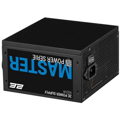 კვების ბლოკი 2E PSU Master Power  (650W), >80%, 80+ White, 120mm, 1xMB 24pin(20+4), 1xCPU 8pin(4+4), 3xMolex, 5xSATA, 2xPCIe 8pin(6+2) (2E-MP650-120APFC)