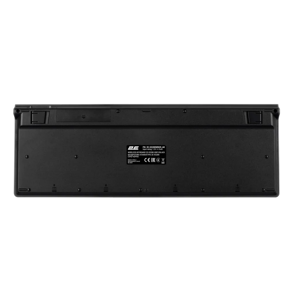 უსადენო კლავიატურა 2E Keyboard membrane KS280 120key, WL/BT, EN/UK/RU, silent, black-grey (2E-KS280WBGR_AK)