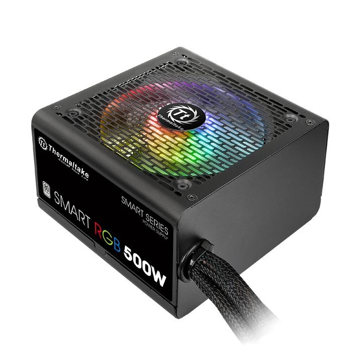 კვების ბლოკი Thermaltake Smart RGB 500W, Power Supply 500W, 80 PLUS, 12cm RGB  fan,EU,230V, (PS-SPR-0500NHSAWE-1)