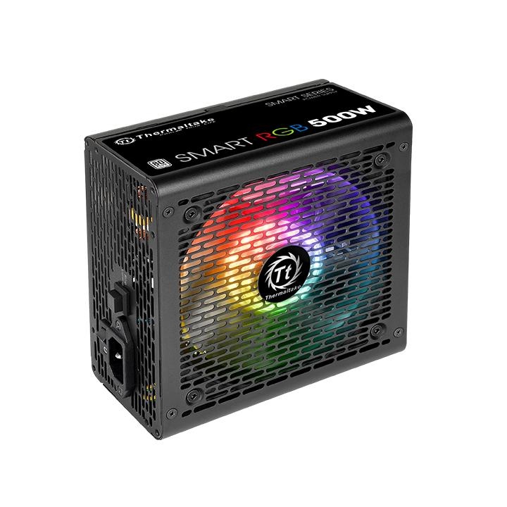 კვების ბლოკი Thermaltake Smart RGB 500W, Power Supply 500W, 80 PLUS, 12cm RGB  fan,EU,230V, (PS-SPR-0500NHSAWE-1)