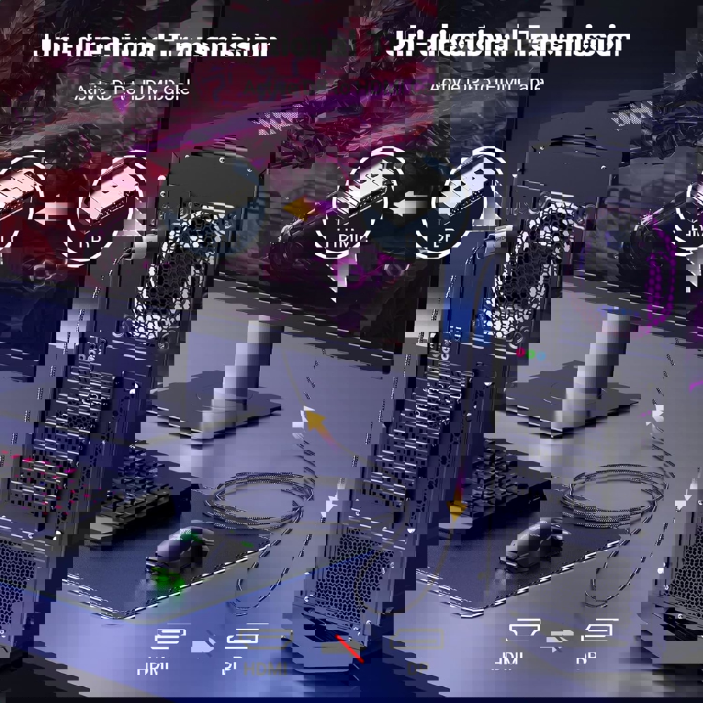 ვიდეო კაბელი UGREEN DP115 (80397), 8K, DisplayPort to HDMI, 2m, Grey