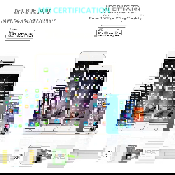 ტელეფონის კაბელი Ugreen US155 USB Cable for iPhone Xs Max XR 2.4A MFi Lightning USB Fast Charging Cable 20728