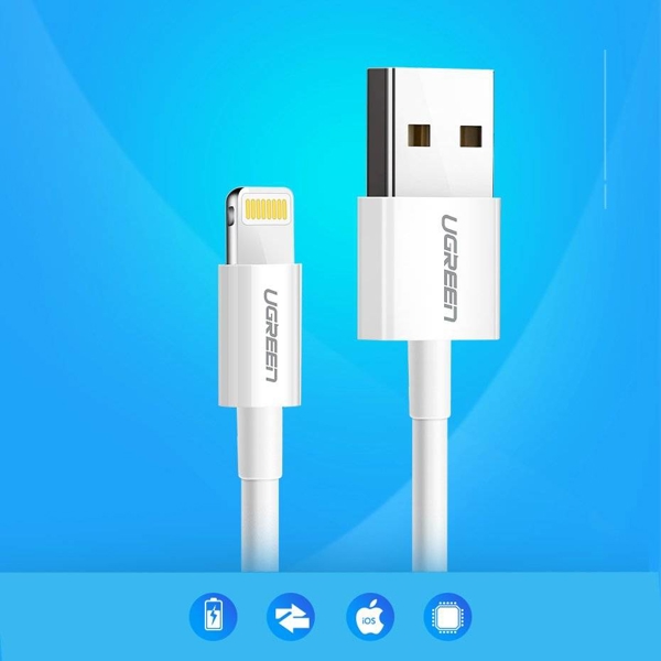 ტელეფონის კაბელი Ugreen US155 USB Cable for iPhone Xs Max XR 2.4A MFi Lightning USB Fast Charging Cable 20728