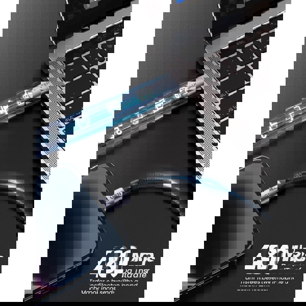 USB კაბელი UGREEN US304 (60761), MFi, Type-c USB-C To Lightning, 2m, Black/Gray