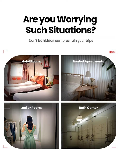 დამალული ინფრაწითელი კამერის დეტექტორი UGREEN LP793 (35579), Hidden Infrared Camera Detector, Black (Security Protection Hotel Pinhole Lens Detect Gadget Anti-Peeping Candid Detector)