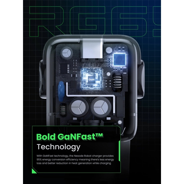 მობილურის დამტენი UGREEN 25685B Nexode RG, 65W, USB, USB Type-C, Black/Grey