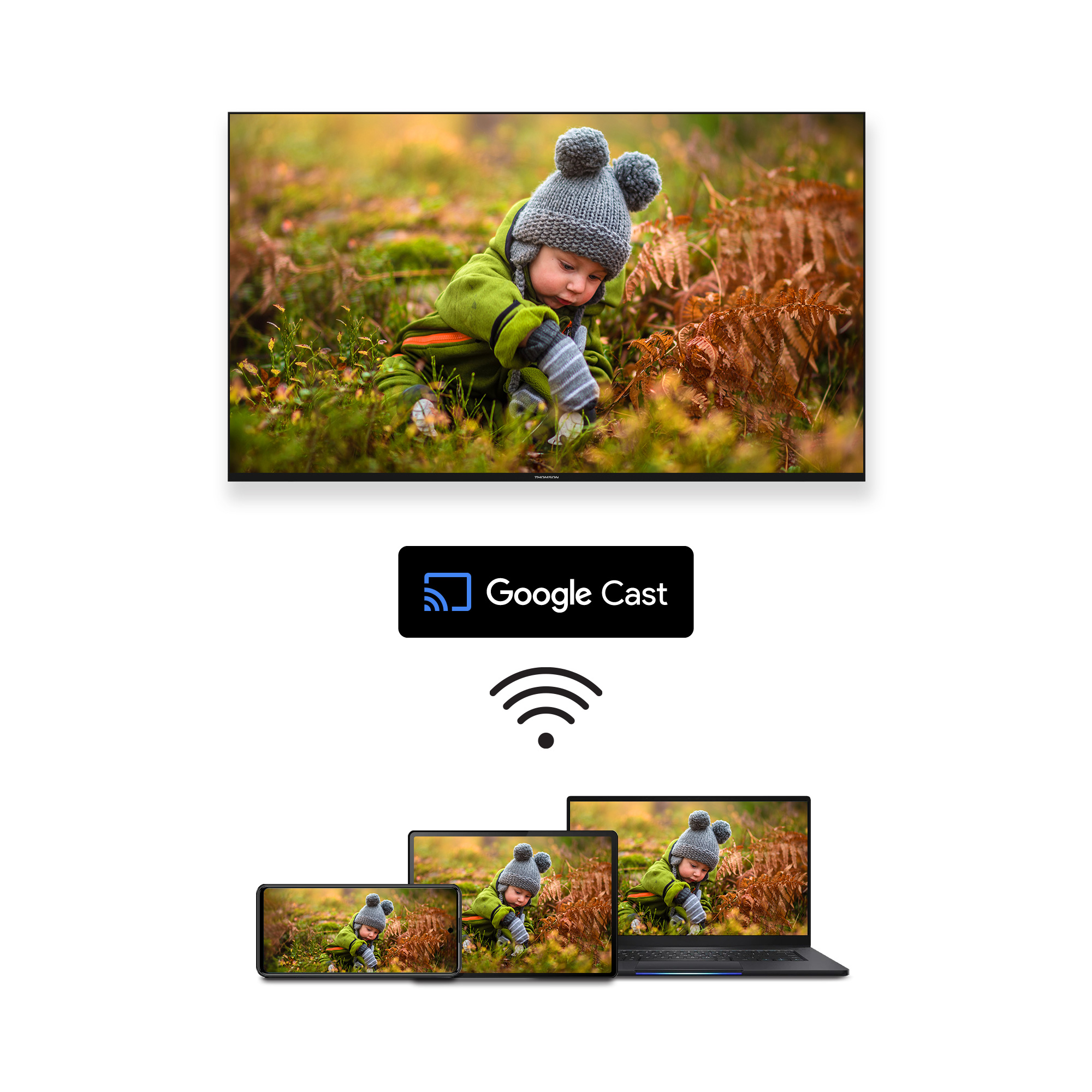 ტელევიზორი Thomson 50QG4S14, 50", 4K UHD, Smart TV, HDMI, USB, LAN, WIFI, BT, Black