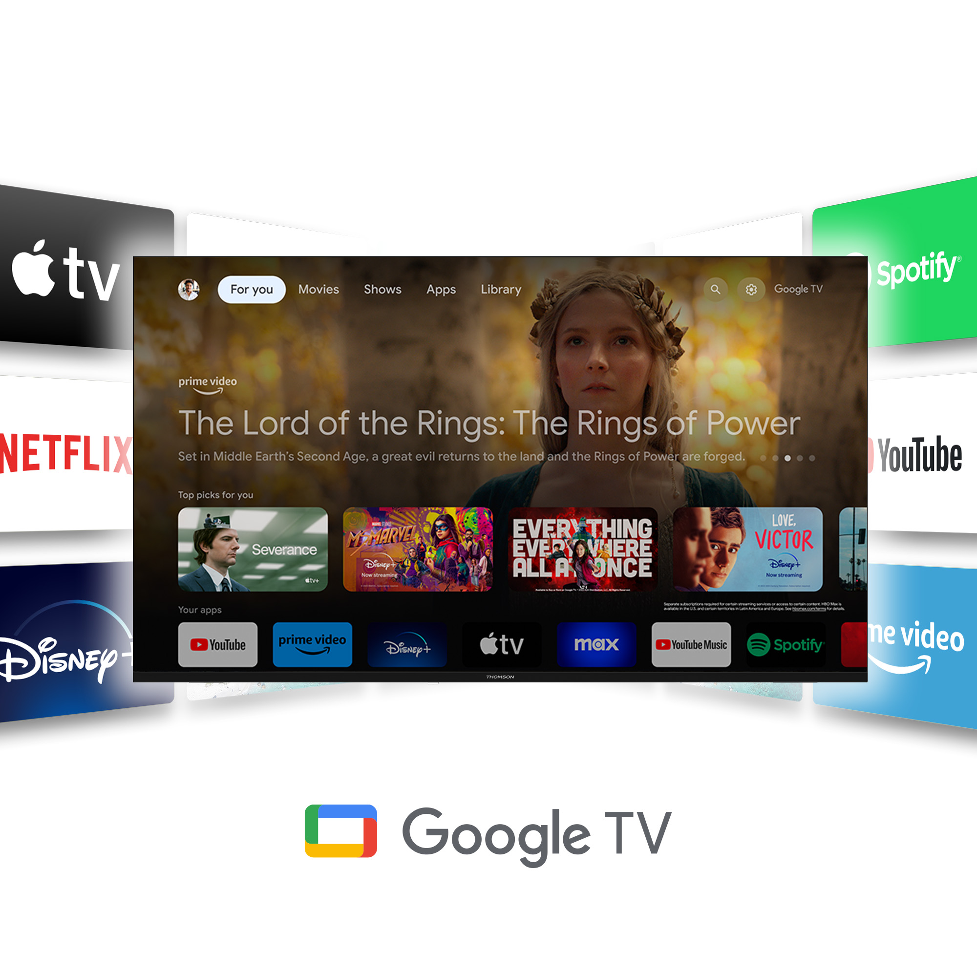ტელევიზორი Thomson 50QG4S14, 50", 4K UHD, Smart TV, HDMI, USB, LAN, WIFI, BT, Black