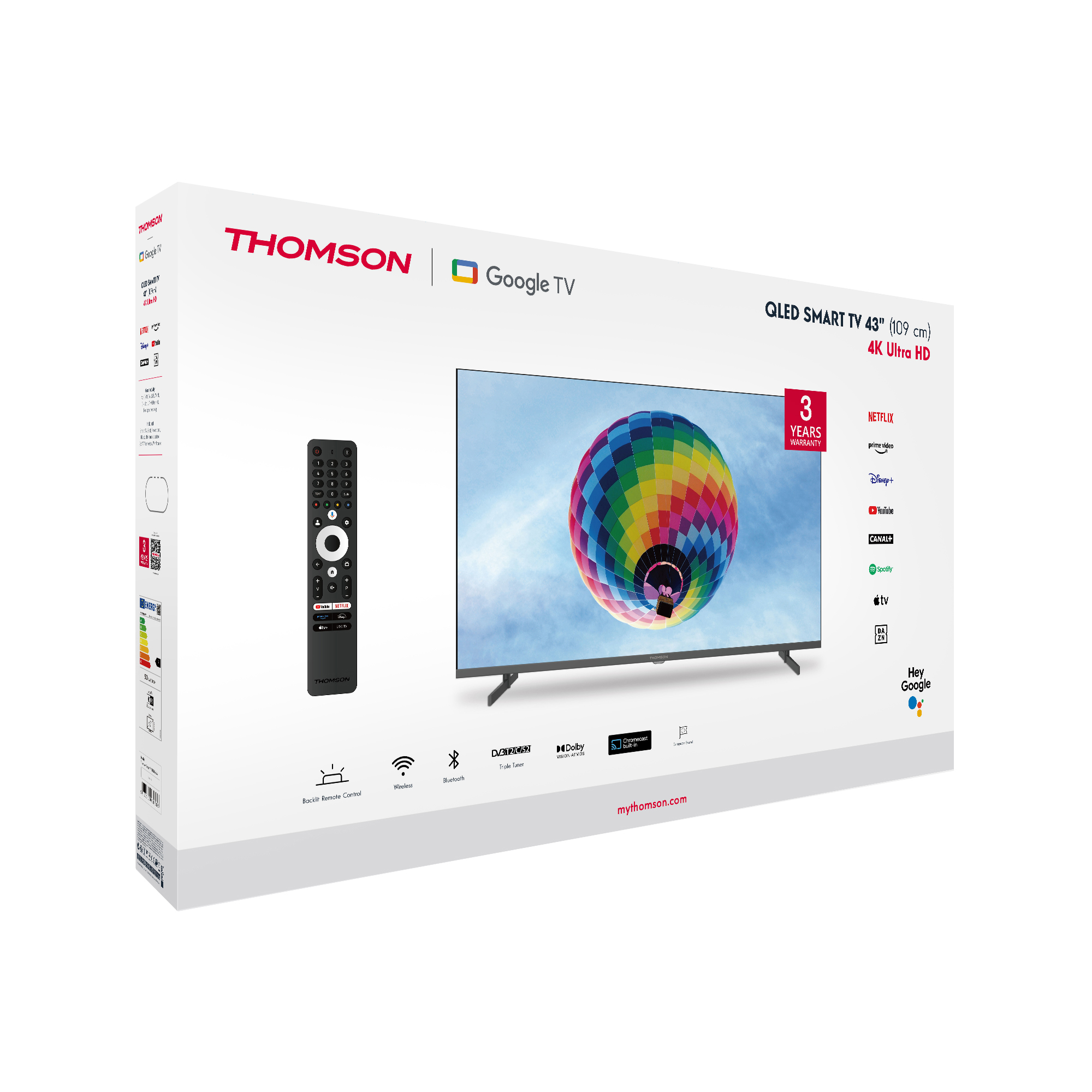 ტელევიზორი Thomson 50QG4S14, 50", 4K UHD, Smart TV, HDMI, USB, LAN, WIFI, BT, Black