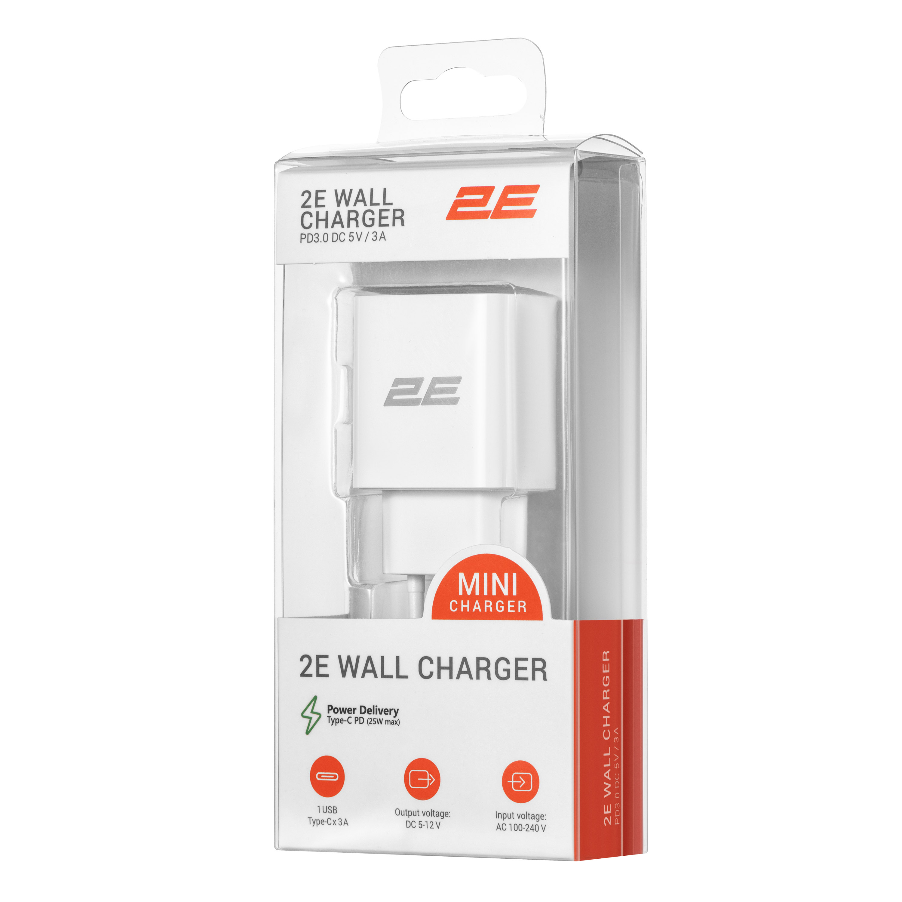 2E Wall Charger 25W USB-C PD, white
