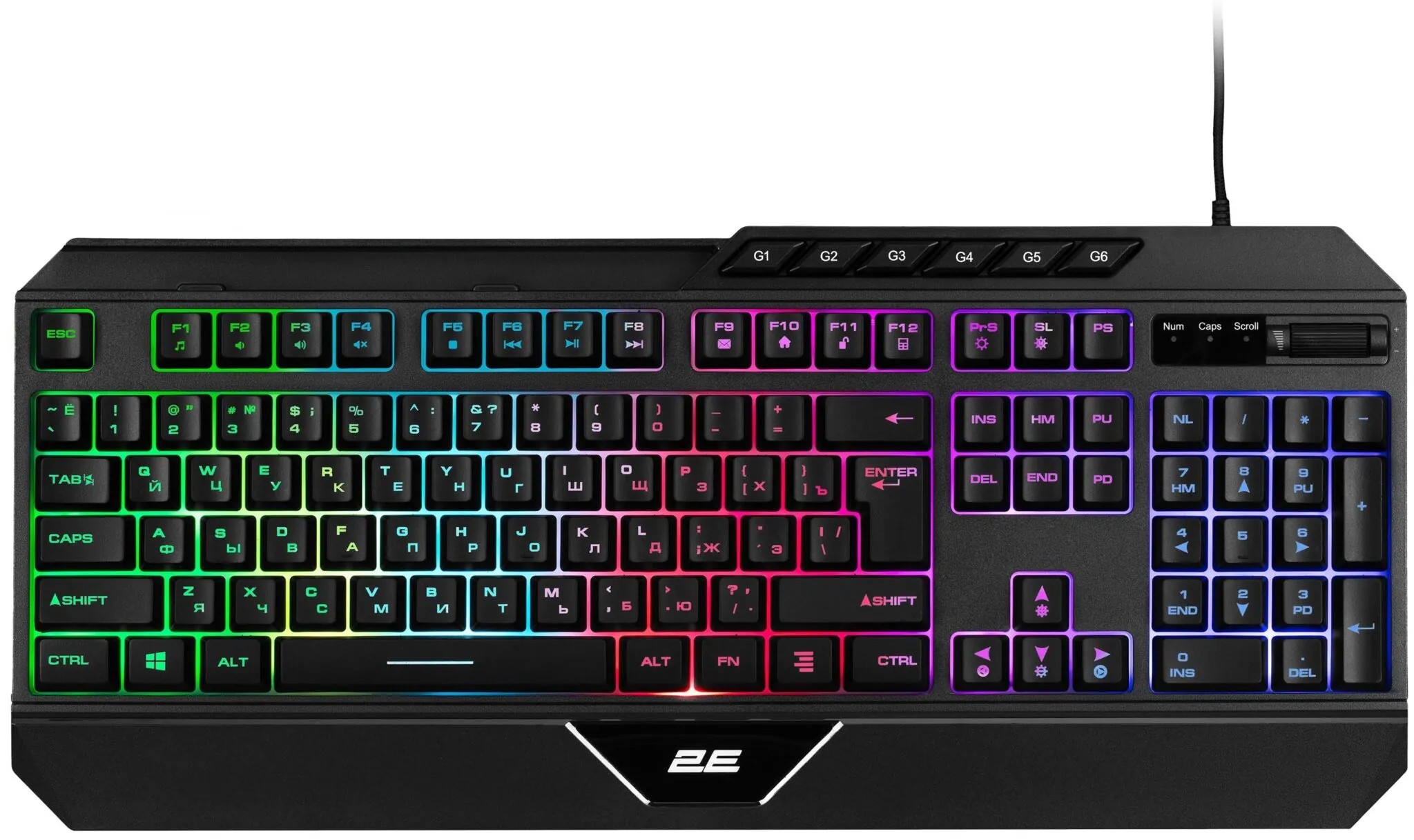 სადენიანი კლავიატურა 2E Gaming Keyboard KG315 (2E-KG315UBK_AK) | 110key, USB-A, EN/RU, RGB, black