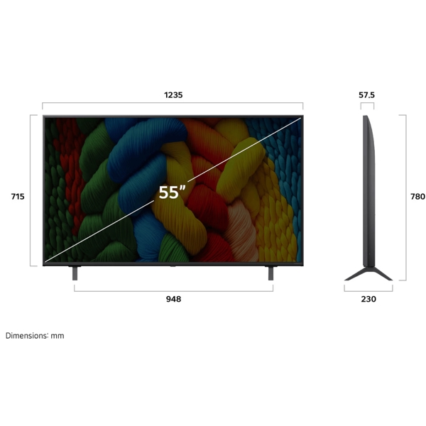 ტელევიზორი LG 55NANO80A6B.AMCN 4K NanoCell, 55", 4K UHD, Smart TV, USB, HDMI, BT, WIFI, Black