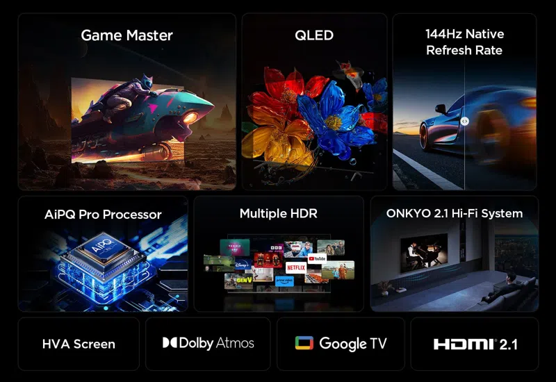 ტელევიზორი TV / TCL / QLED TV 55"(140cm) / 55P8K 4K Google TV 120Hz(VRR 144Hz/DLG244Hz) 