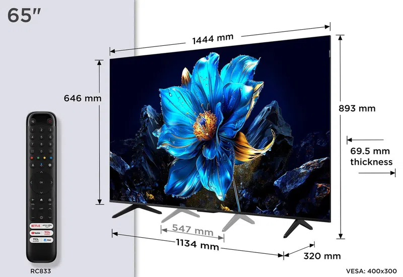 ტელევიზორი TCL P7K-UK QLED, Direct LED TV, 4K HDR TV, Smart TV Powered by Google TV