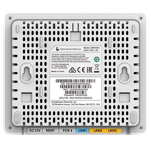 Grandstream GWN7604, Indoor AX3000 Wi-Fi 6 Access Point, 2x2:2 2.4G, 3x3:2 5G, 1x GbE PoE, 2x GbE with PSE, 1x GbE, up to 100m coverage, up to 256 wireless clients, 3Gbps aggregate wireless throughput
