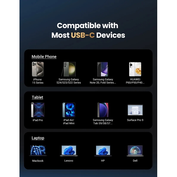 ყურსასმენი UGREEN EP105 (35754), In-Ear Headphones, Wired, Type-C, Black