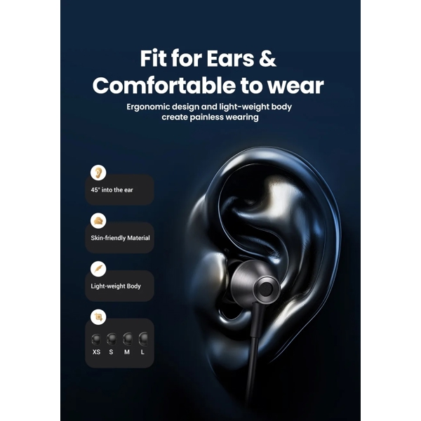 ყურსასმენი UGREEN EP105 (35754), In-Ear Headphones, Wired, Type-C, Black