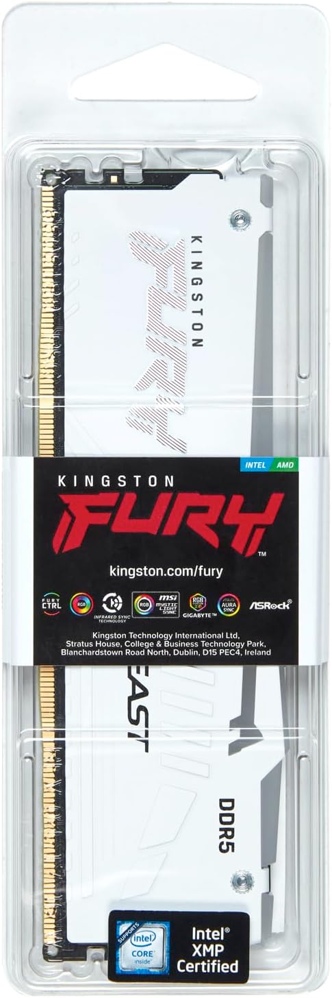 ოპერატიული მეხსიერება Kingston FURY Beast White RGB EXPO 16GB (1x16GB) DDR5 6000MT/s CL36 36-44-44 1.35V 288-pin (KF560C36BWE2A-16)