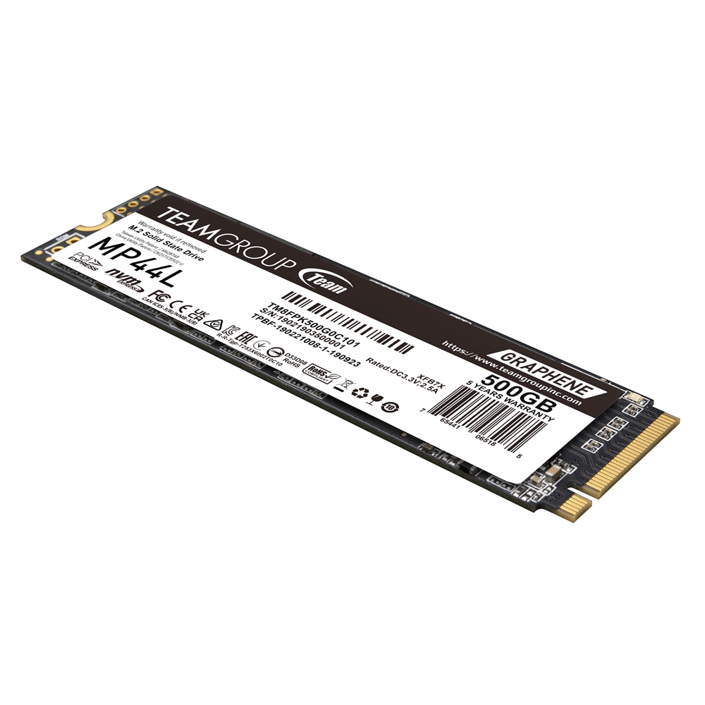 SSD დისკი TEAM M.2-2280 PCI-E Gen4x4 MP44L SSD 500GB TM8FPK500G0C101 Read/Write: 5,000/2,500 MB/s