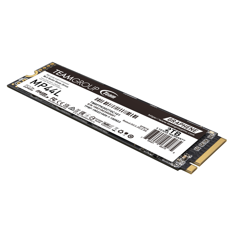 SSD დისკი TEAM M.2-2280 PCI-E Gen4x4 MP44L SSD 2TB TM8FPK002T0C101 Read/Write: 4,800/4,400 MB/s