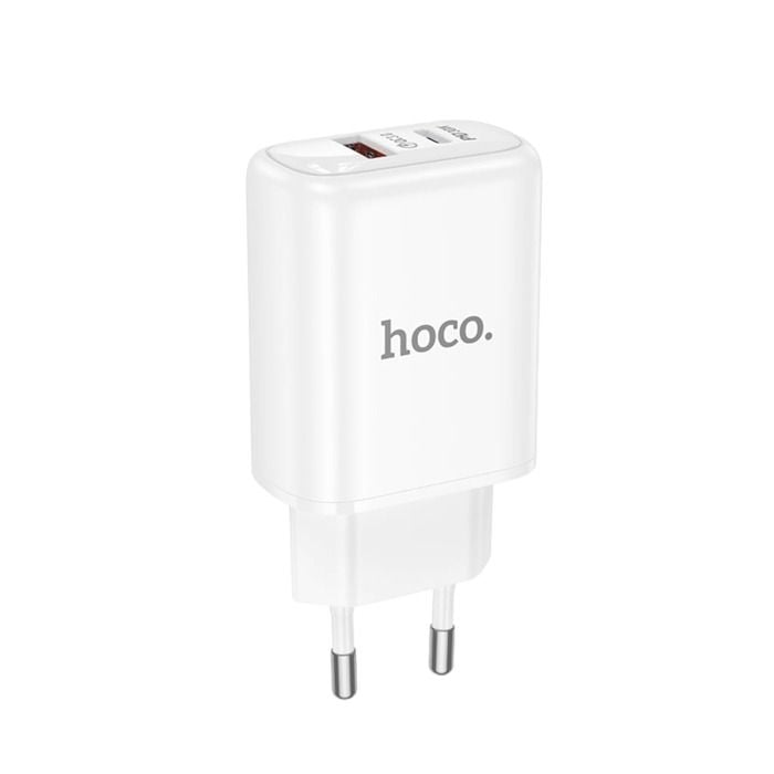 Wall Charger/ Type- C / Hoco DC107 Cool dualport PD30W+QC3.0 charger USB-Type-C, USB--A White