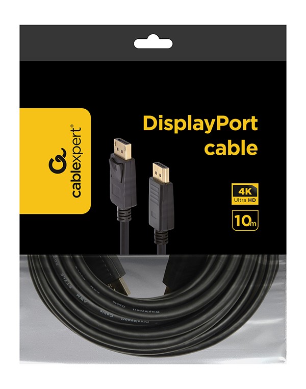 DP კაბელი Gembird DisplayPort cable, 4K, 10 m (CC-DP2-10M) | v.1.2 , 17.28 Gbps, Max. 3840x2160 at 60 Hz