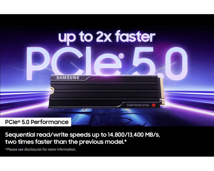 SSD დისკი რადიატორით 2Tb Samsung 9100 PRO (MZ-VAP2T0CW) internal SSD, M.2, 2280, 2000 GB, PCI-E 5.0 x4, NVMe, read: 14700 MB/sec, write: 13400MB/sec, TLC, cache - 2048 MB, radiator