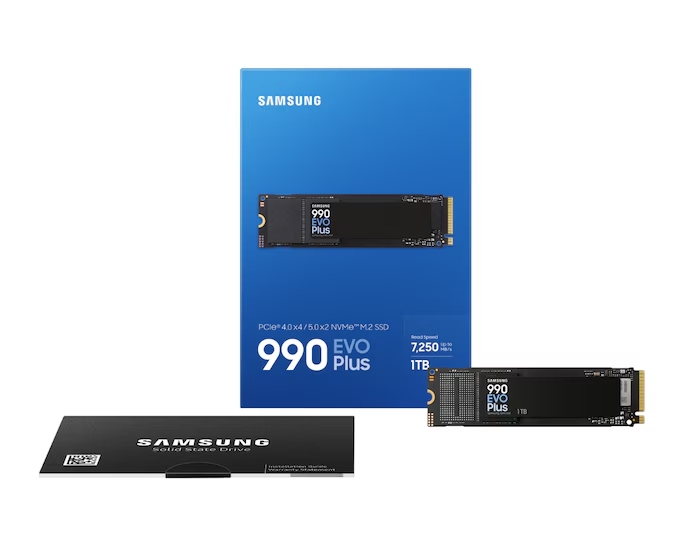 SSD დისკი 1Tb Samsung 990 EVO Plus (MZ-V9S1T0BW) internal SSD, M.2, 2280, 1024 GB, PCI-E 4.0 x4, PCI-E 5.0 x2, NVMe, read: 7150 MB/sec, write: 6300MB/sec, TLC