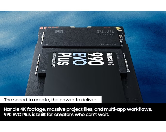 SSD დისკი 2Tb Samsung 990 EVO Plus (MZ-V9S2T0BW) internal SSD, M.2, 2280, 2048 GB, PCI-E 4.0 x4, PCI-E 5.0 x2, NVMe, read: 7250 MB/sec, write: 6300MB/sec, TLC