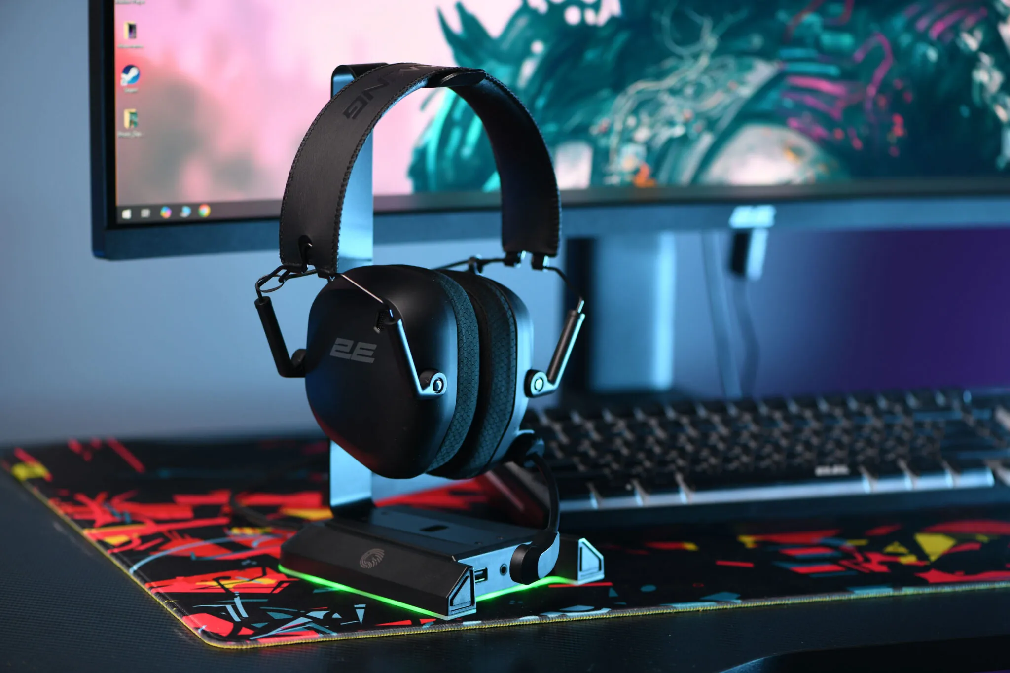 Gaming ყურსასმენი 2E Gaming Headset HG365BK WL Black (2E-HG365BK-WL) | Bluetooth / 2.4 GHz,  20- 20000Hz, Battery capacity 900 mAh,  250 g