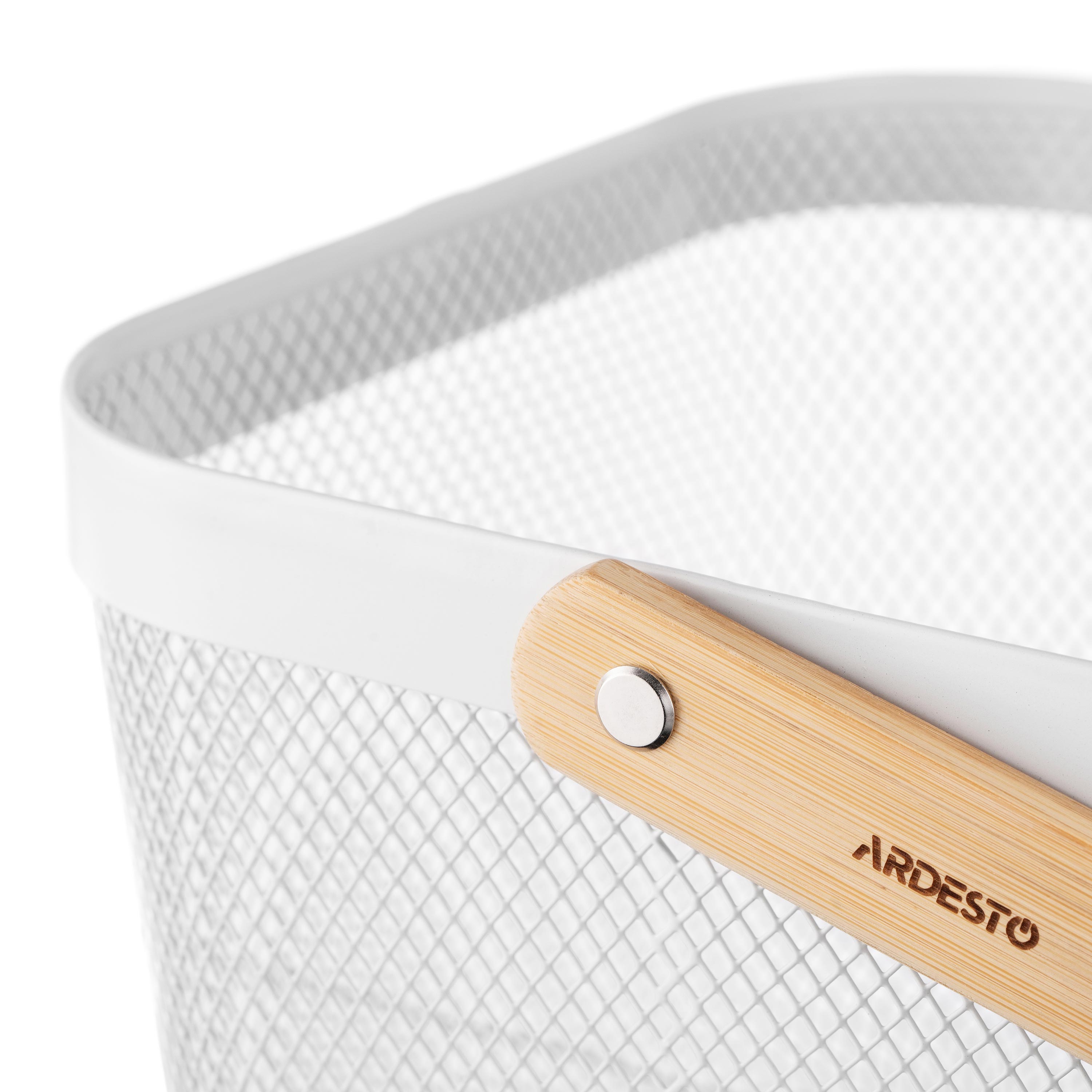 ხილის კალათა Ardesto Basket with handle Midori 25х24.5х18cm, metal, wood, white