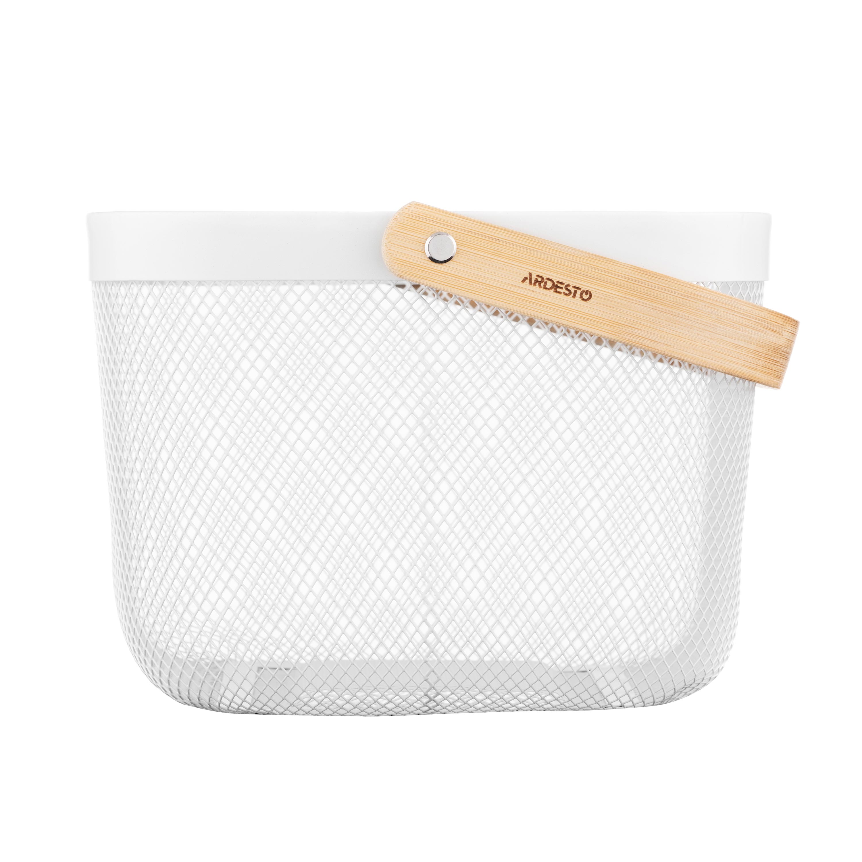ხილის კალათა Ardesto Basket with handle Midori 25х24.5х18cm, metal, wood, white