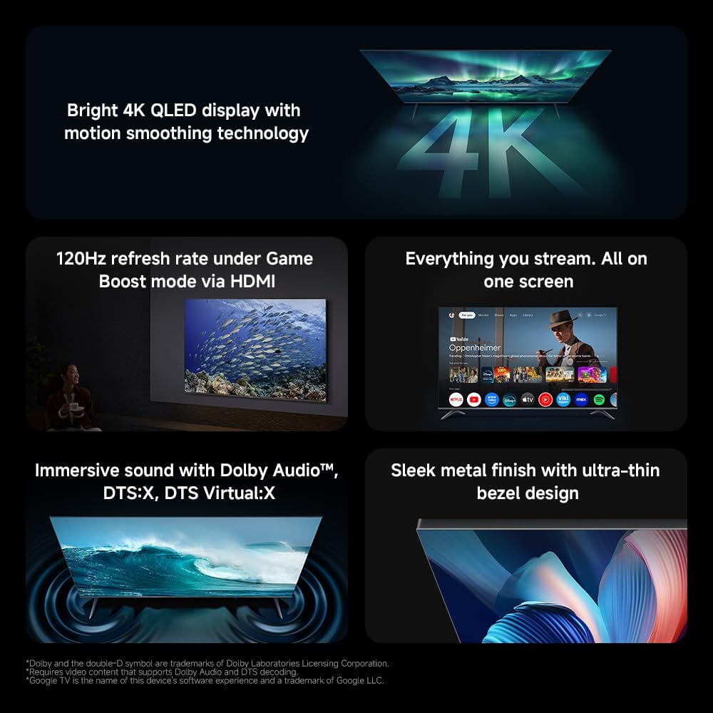 ტელევიზორი Xiaomi TV A Pro 65 2026 (L65MB-APME) (ELA5844GL) | 65” Google TV™, Display Type QLED, 4K, 3840 × 2160, 2 x 10W, Dolby Audio, DTS-X, DTS-Virtual | Bluetooth® 5.0 Dual-band 2.4GHz/5GHz, Lan | DVB-T2+C/DVB-S2*