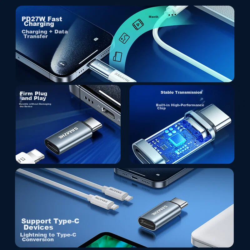 ადაპტერი Type-C to Lighting female SAMZHE (CL21) | Support Apple 15 Charge