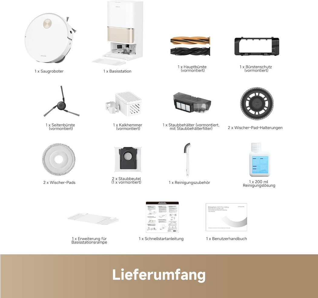 რობოტი მტვერსასრუტი  Dreame Robot Vacuum L50 Pro Ultra (RLL84CE) | 19,500Pa Vormax™ Suction   HyperStream™ Detangling DuoBrush Dual Flex Arm Technology