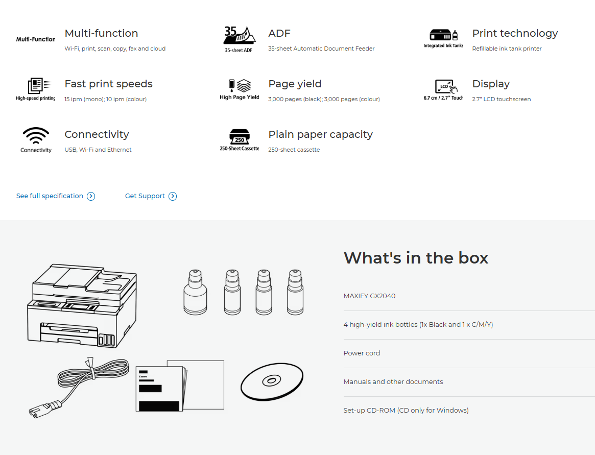 Printer/ Ink/ Canon MFP MAXIFY GX2040