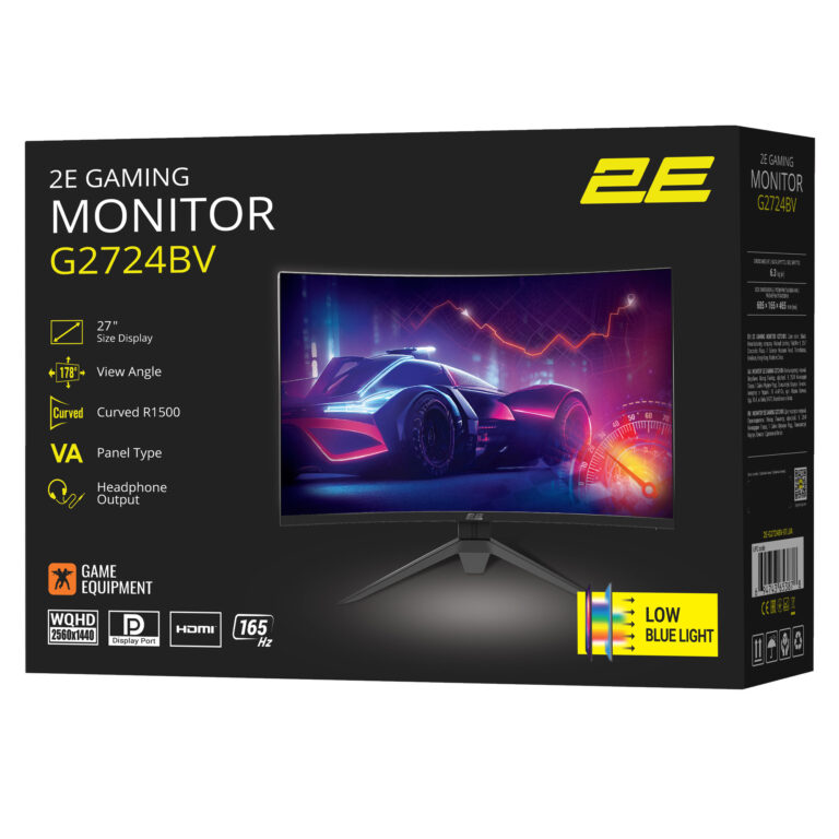 მონიტორი  2E GAMING 27" (G2725BV) HDMI, DP, VA, 2560x1440, 180Hz, 1ms, CURVED, FreeSync