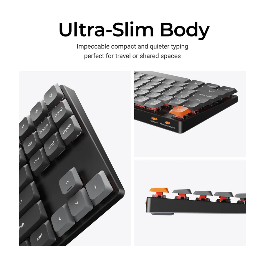 Mechanical keyboard Keychron K1 Max 84 keys, Gateron Brown, WL/BT/USB-A, RGB, black